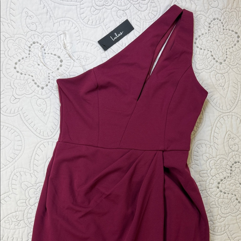 Lulus One-Shoulder Pleated Purple Midi Dress - Women’s Medium NWT
